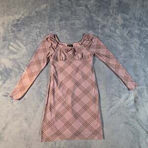 Art Class Girls Size S 6/6X Purple Plaid Long Sleeve Dress Y2K Style